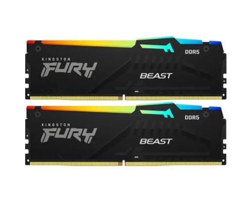 [Модуль памяти] Память DDR5 2x32GB 6000MHz Kingston KF560C36BBEAK2-64 Fury Beast Black RGB RTL Gaming PC5-48000 CL36 DIMM 288-pin 1.35В kit single rank с радиатором Ret