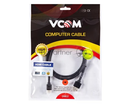 Кабель HDMI-19M --MiniHDMI-19M ver 2.0+3D/Ethernet,1m метал разъемы VCOM <CG506AC-1M>
