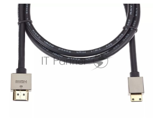 Кабель HDMI-19M --MiniHDMI-19M ver 2.0+3D/Ethernet,1m метал разъемы VCOM <CG506AC-1M>