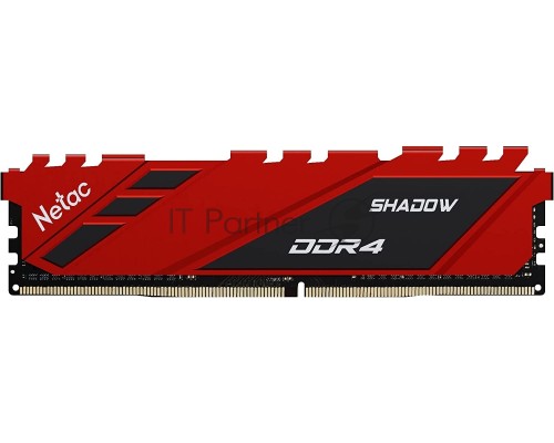 Оперативная память Netac  16Gb DDR4 2666Mhz DIMM PC21300, Shadow NTSDD4P26SP-16R   C19 Red, с радиатором