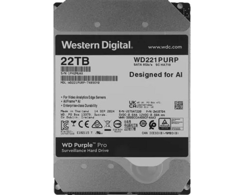 [Жесткий диск] 22TB WD Purple Pro (WD221PURP) {Serial ATA III, 7200- rpm, 512Mb, 3.5