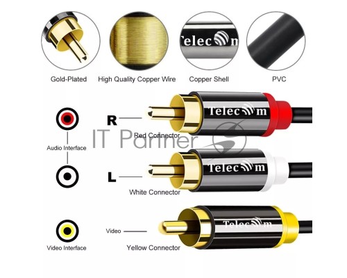 Кабель соединит 3xRCA (M) - 3xRCA (M), 1.5m TelecomPRO<TAV7150M-1.5M>