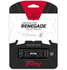 Накопитель SSD M.2 Kingston 1000Gb Fury Renegade <SFYRS/1000G> (PCI-E 4.0 x4, up to 7300/6000Mbs, 1000000 IOPS, 3D TLC, NVMe, 1000TBW, Phison E18, 22х80mm, LP graphen heatsink)