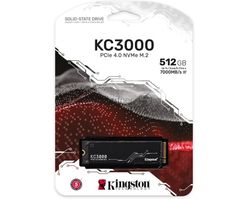 Накопитель SSD Kingston 512Gb M.2 KC3000 <SKC3000S/512G> (PCI-E 4.0 x4, up to 7000/3900Mbs, 3D TLC, NVMe, 400TBW, Phison E18, 22х80mm, LP heatsink)