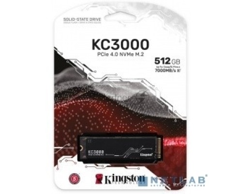 Накопитель SSD Kingston 512Gb M.2 KC3000 <SKC3000S/512G> (PCI-E 4.0 x4, up to 7000/3900Mbs, 3D TLC, NVMe, 400TBW, Phison E18, 22х80mm, LP heatsink)