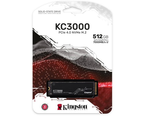 Накопитель SSD Kingston 512Gb M.2 KC3000 <SKC3000S/512G> (PCI-E 4.0 x4, up to 7000/3900Mbs, 3D TLC, NVMe, 400TBW, Phison E18, 22х80mm, LP heatsink)
