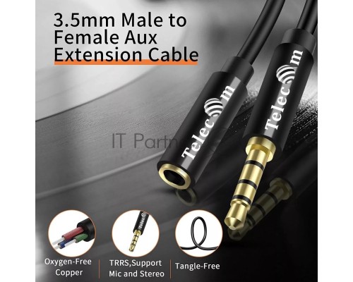 Кабель удлинит 3.5 Jack (M) - 3.5 Jack (F), 1.5м Telecom PRO <TAV7179M-1.5M>