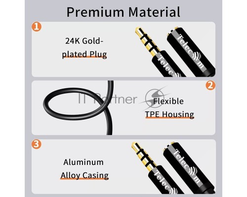 Кабель удлинит 3.5 Jack (M) - 3.5 Jack (F), 1.5м Telecom PRO <TAV7179M-1.5M>