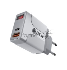 Сетевое зарядное устройство GCR GCR-52885 на 2 USB порта (QC 3.0 + PD 3.0 ), белый
