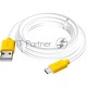 Кабель GCR 2.0m MicroUSB, белый, желтые коннекторы, быстрая зарядка, 28/24 AWG, GCR-53223