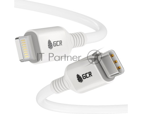 Кабель GCR PREMIUM 1.5m TypeC/Lightning MFI POWER DELIVERY 18 W, быстрая зарядка, белый силикон, AL case белый, белый ПВХ, GCR-53531 Кабель GCR PREMIUM 1.5m TypeC/Lightning MFI POWER DELIVERY 18 W, быстрая зарядка, белый силикон, AL case белый, белый ПВХ, GCR-53531