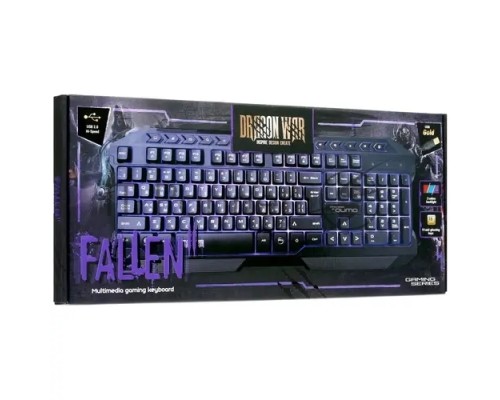 Игровая клавиатура Qumo Fallen 2 K56, проводная, 104 + 10 клавиш мультимедиа, встроенные подсветки общая + кнопок 3 цвета