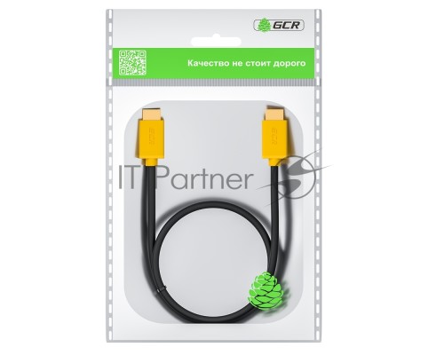 Кабель GCR 2.0m HDMI версия 2.0, HDR 4:2:2, Ultra HD, 4K 60 fps 60Hz/5K*30Hz, 3D, AUDIO, 18.0 Гбит/с, 28/28 AWG, OD7.3mm, тройной экран, черный, желтые коннекторы, GCR-HM441-2.0m GCR Кабель 2.0m HDMI версия 2.0, HDR 4:2:2, Ultra HD, 4K 60 fps 60Hz/5K*30H