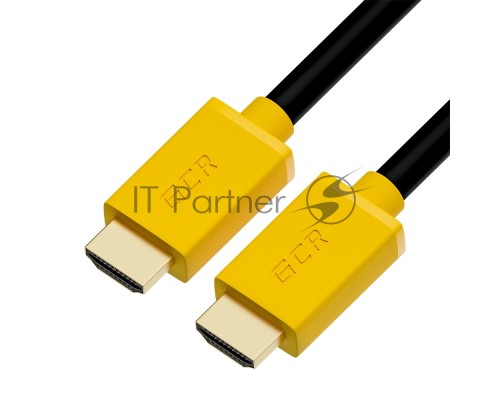 Кабель GCR 2.0m HDMI версия 2.0, HDR 4:2:2, Ultra HD, 4K 60 fps 60Hz/5K*30Hz, 3D, AUDIO, 18.0 Гбит/с, 28/28 AWG, OD7.3mm, тройной экран, черный, желтые коннекторы, GCR-HM441-2.0m GCR Кабель 2.0m HDMI версия 2.0, HDR 4:2:2, Ultra HD, 4K 60 fps 60Hz/5K*30H