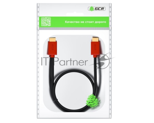 Кабель GCR 2.0m HDMI версия 2.0, HDR 4:2:2, Ultra HD, 4K 60 fps 60Hz/5K*30Hz, 3D, AUDIO, 18.0 Гбит/с, 28/28 AWG, OD7.3mm, тройной экран, черный, красные коннекторы, GCR-HM451-2.0m GCR Кабель 2.0m HDMI версия 2.0, HDR 4:2:2, Ultra HD, 4K 60 fps 60Hz/5K*30