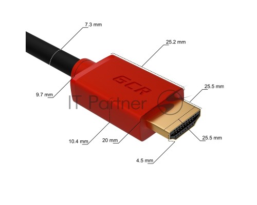Кабель GCR 2.0m HDMI версия 2.0, HDR 4:2:2, Ultra HD, 4K 60 fps 60Hz/5K*30Hz, 3D, AUDIO, 18.0 Гбит/с, 28/28 AWG, OD7.3mm, тройной экран, черный, красные коннекторы, GCR-HM451-2.0m GCR Кабель 2.0m HDMI версия 2.0, HDR 4:2:2, Ultra HD, 4K 60 fps 60Hz/5K*30