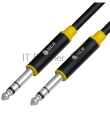 Кабель GCR 15.0m аудио STEREO jack 6,35mm/jack 6,35mm черный, AL case черный, желтая окантовка, M/M, GCR-53429