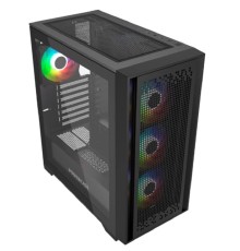 Powercase ByteFlow Black, Tempered Glass, 4x 120mm ARGB fans, ARGB HUB, чёрный, ATX  (CBFB-A4)