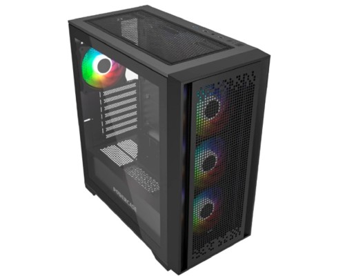 [Корпус] Powercase ByteFlow Black, Tempered Glass, 4x 120mm ARGB fans, ARGB HUB, чёрный, ATX  (CBFB-A4)