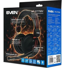 Наушники с микрофоном Sven AP-G777MV черный/красный 1.2м мониторные оголовье (SV-014209)