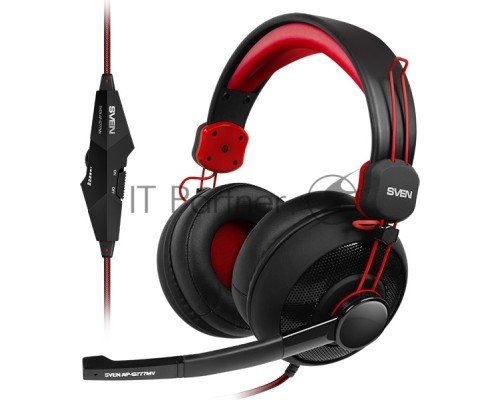 Наушники с микрофоном Sven AP-G777MV черный/красный 1.2м мониторные оголовье (SV-014209)