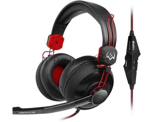 Наушники с микрофоном Sven AP-G777MV черный/красный 1.2м мониторные оголовье (SV-014209)