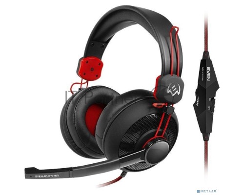 Наушники с микрофоном Sven AP-G777MV черный/красный 1.2м мониторные оголовье (SV-014209)