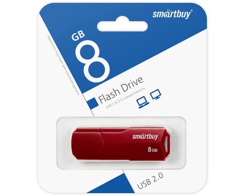 [Носитель информации] Smartbuy USB Drive 8GB CLUE Burgundy (SB8GBCLU-BG) UFD 2.0
