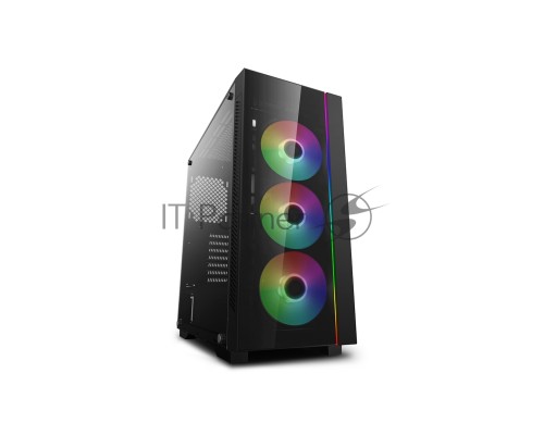 Корпус DeepCool MATREXX 55 V3 ADD-RGB 3F Black (DP-ATX-MATREXX55V3-AR-3F), E-ATX, ATX, mATX, Mini-ITX, Midi-Tower, без БП, с окном, подсветка, 2xUSB 2.0, USB 3.0, Audio