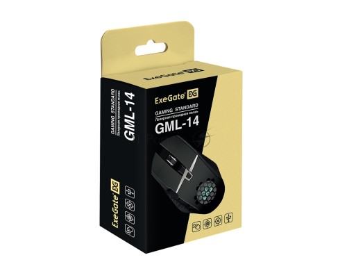 Мышь проводная ExeGate Gaming Standard Laser GML-14 черный, 4000 dpi, USB, кнопки - 8