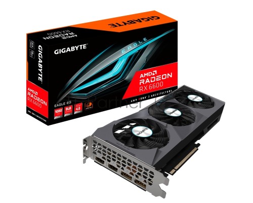 Видеокарта Gigabyte GV-R66EAGLE-8GD AMD Radeon RX 6600 8Gb 128bit GDDR6 2044/14000 HDMIx2 DPx2 HDCP Ret