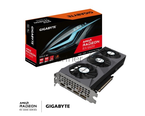 Видеокарта Gigabyte GV-R66EAGLE-8GD AMD Radeon RX 6600 8Gb 128bit GDDR6 2044/14000 HDMIx2 DPx2 HDCP Ret