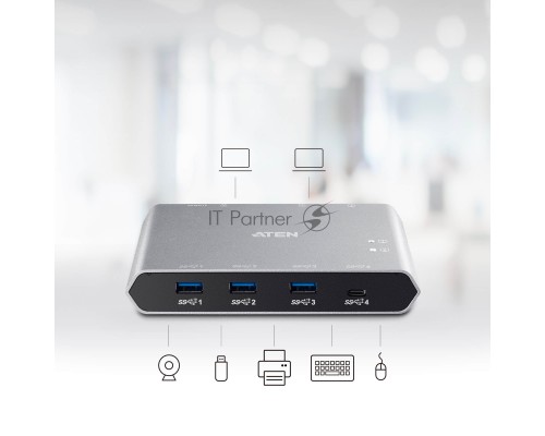 Переключатель ATEN 2-Port USB-C Gen 2 Sharing Switch with Power Pass-through