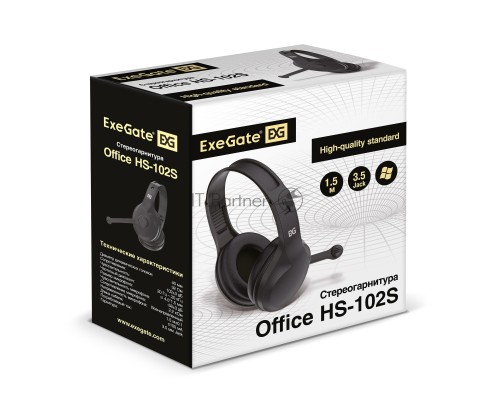 Стереогарнитура ExeGate EX289748RUS Office HS-102S (3,5мм Jack интерфейс, длина кабеля 1,5м)