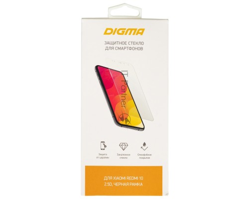 Защитное стекло для экрана Digma черный для Xiaomi Redmi 10 2.5D 1шт. (DGG2XR10AA)
