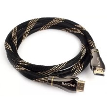 Кабель HDMI Cablexpert 19M/19M, v2.1, 8К, медь, позол.контакты, оплетка, 1.5м, черный, пакет (CCP-HDMI8K-1.5M)