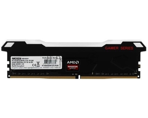 Оперативная память AMD Radeon DDR4 8Gb 2666Mhz Long DIMM 1.2V Heat Shield RGB Retail R7S48G2606U2S-RGB
