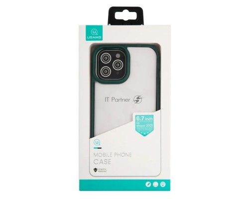 Чехол для Apple iPhone 13 Pro Max Usams US-BH771 прозрачный/зеленый (УТ000028123)