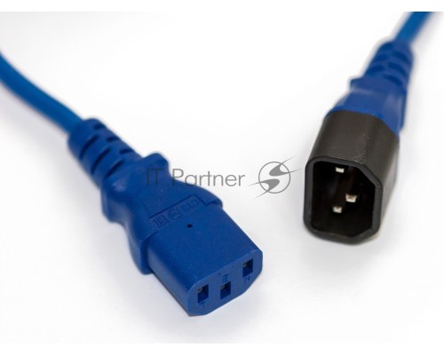 Кабель Hyperline PWC-IEC13-IEC14-0.5-BL кабель питания монитор-компьютер IEC 320 C13 - IEC 320 C14 (3x0.75), 10A, прямая вилка, 0.5 м, цвет синий