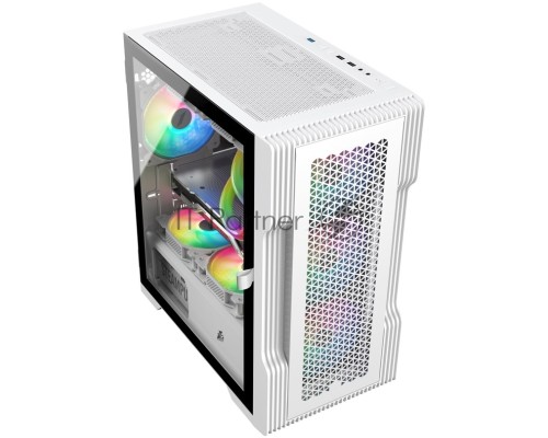 Компьютерный корпус 1STPLAYER TRILOBITE T3 White / mATX, TG / 4x 120mm LED fans inc. / T3-WH-4F1-W