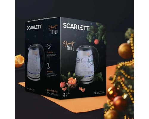 Чайник электрический Scarlett SC-EK27G36 1.8л. 1800Вт черный (корпус: стекло)