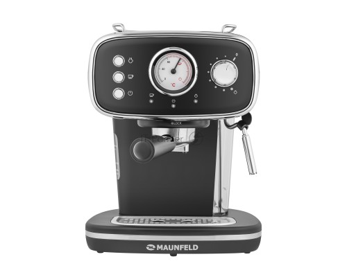 Кофемашина рожковая Maunfeld MF-736BK чёрный, исп. кофе - молотый, 1.2 л, 1100 Вт, 15 Бар.