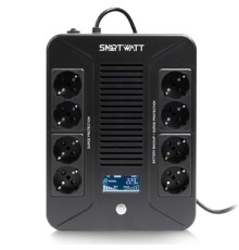 SMARTWATT UPS SAFE PRO LCD 800 {линейно-интерактивный, 800/480 ВА/Вт, напольный/настенный, LCD дисплей, Shuko CEE7/4 - 8 шт. (4 шт. с резервным питанием, 4 шт. - сетевой фильтр}