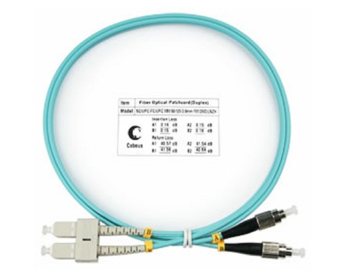 [Cabeus Патч-корды волоконно-оптические, пигтейлы] Cabeus FOP-50-SC-FC-1m Шнур оптический duplex SC-FC 50/125 mm OM3 1м LSZH