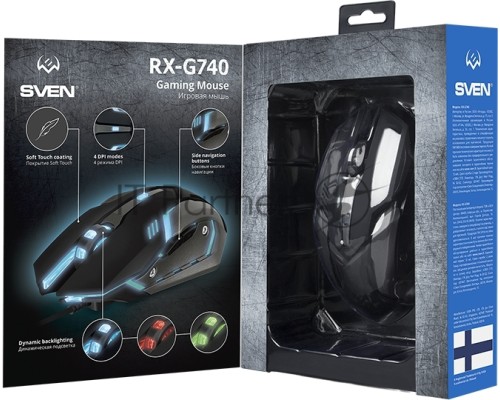 Мышь проводная SVEN RX-G740 черный, 2400 dpi, USB, кнопки - 6