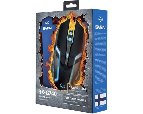 Мышь проводная SVEN RX-G740 черный, 2400 dpi, USB, кнопки - 6