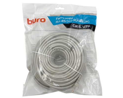 Патч-корд Buro Basic UTP 4 пары cat6 CCA molded 30м серый RJ-45 (m)-RJ-45 (m)
