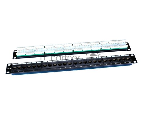 Патч-панель 19дюйм 1U RJ45 кат.5e 24 порта PP3-19-24-8P8C-C5E-110D черн. Hyperline 246095