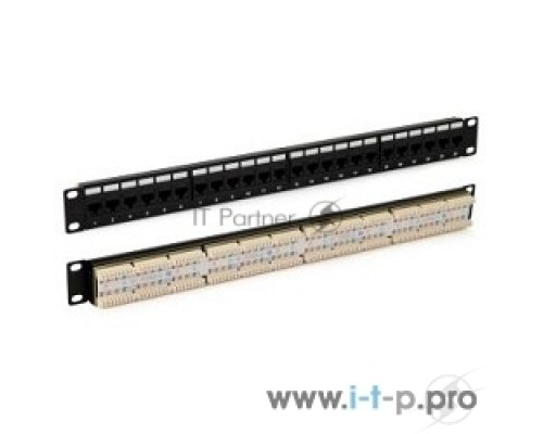 Патч-панель 19дюйм 1U RJ45 кат.5e 24 порта PP3-19-24-8P8C-C5E-110D черн. Hyperline 246095