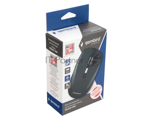 Мышь беспроводная Gembird MUSW-330 черный, 2400 dpi, радиоканал, USB, кнопки - 6